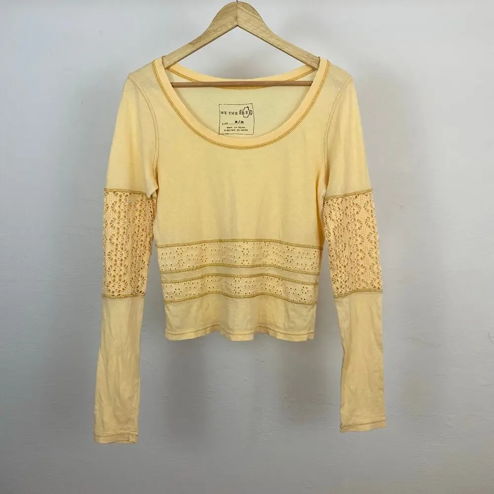 We The Free - Free People Girlie Greaser Top - Maize - Medium